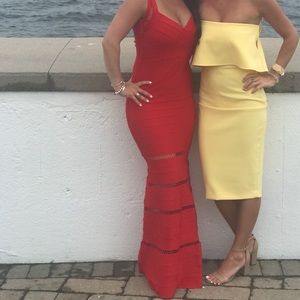Red Slimming Bandage Gown - Damaged, Low Price
